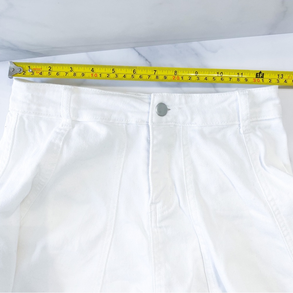 White denim raw cut hem mini skirt - Picture 14 of 16